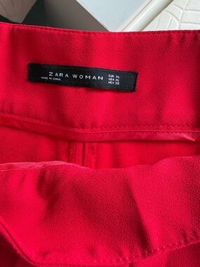 Zara Woman Wide Leg Pants in Bright Red